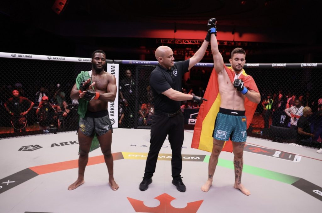 Patrick Ocheme Scores Flying Knee Finish as PFL Africa Debuts in Nigeria